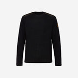 Crewneck Wool Sweater with Nylon Details Black PMG07100