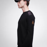 Crewneck Wool Sweater with Nylon Details Black PMG07100