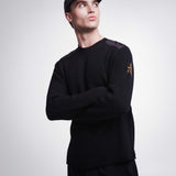 Crewneck Wool Sweater with Nylon Details Black PMG07100