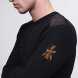 Crewneck Wool Sweater with Nylon Details Black PMG07100