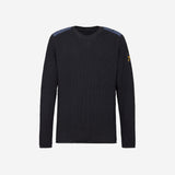 Crewneck Wool Sweater with Nylon Details Blue PMG07300