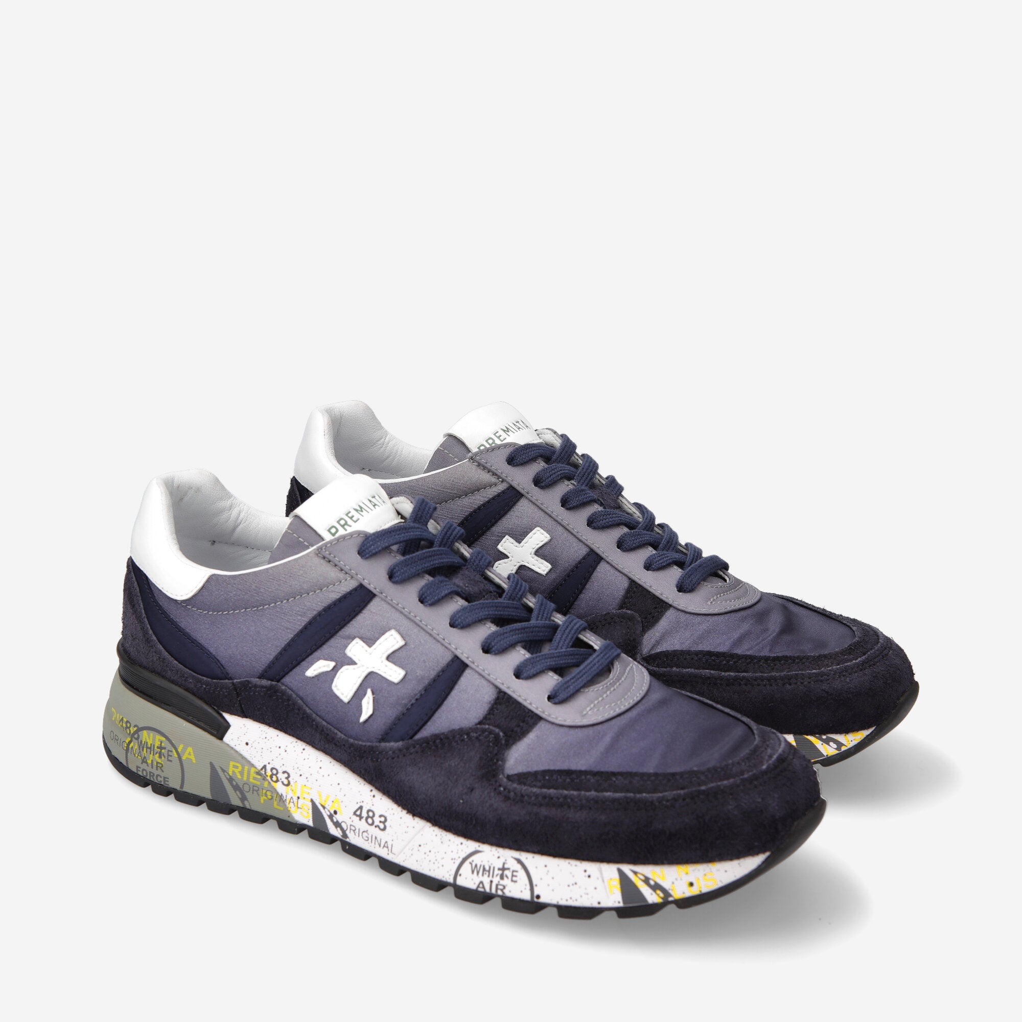 Landeck Premiata Men s Ink Blue and Pale Indigo Suede Nylon